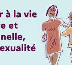Trois enfants dessinés et le texte : Eduquer à la vie affective et relationnelle et à la sexualité