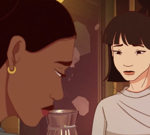 Deux jeunes femmes face à face